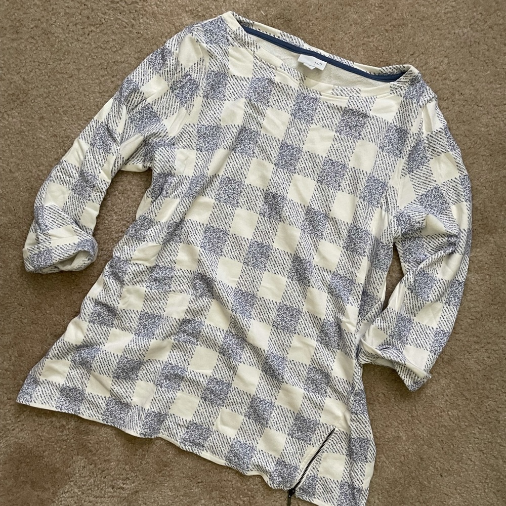 J Jill Gingham Buffalo Plaid Quarter Sleeve